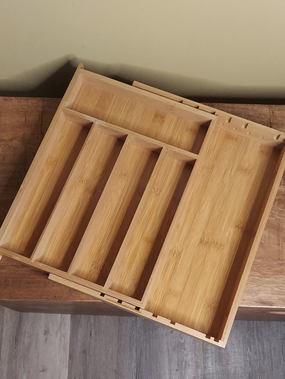 Crate & Barrel Bamboo Cutlery Drawer Organizer - Natural - Expandable